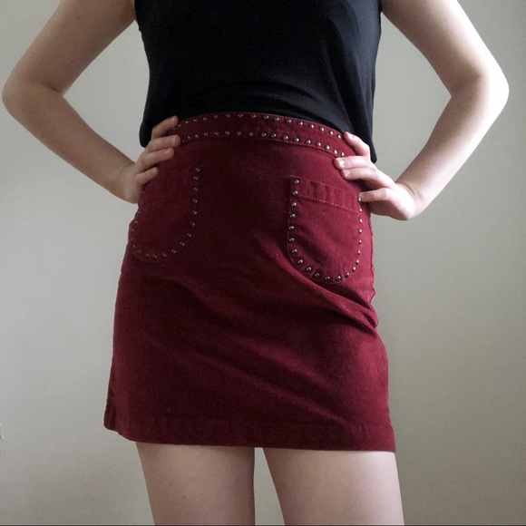 Corduroy Studded Skirt - Picture 2 of 8
